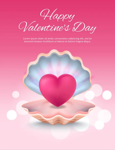 Happy Valentines Day Poster op vectorillustratie — Stockvector
