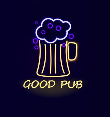 İyi Pub bira Neon işareti Poster vektör çizim
