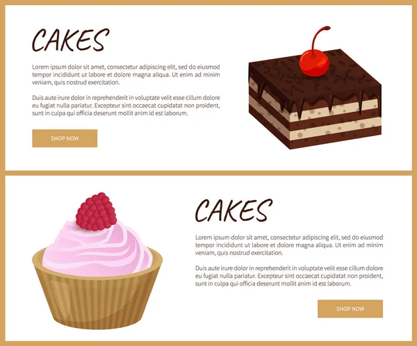 Página de variedad de pasteles Tienda online Vector Illustration — Vector de stock