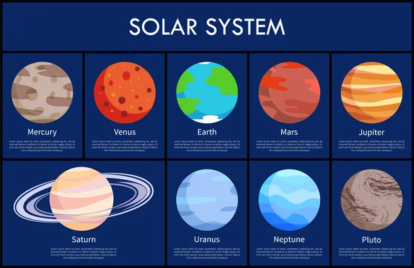 Sistema Solar e Ilustração do Vetor de Informação —  Vetores de Stock