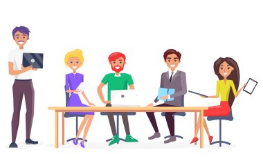 İş konuşma Poster vektör çizim