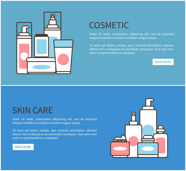 Illustration vectorielle Web des cosmétiques et des soins de la peau — Image vectorielle
