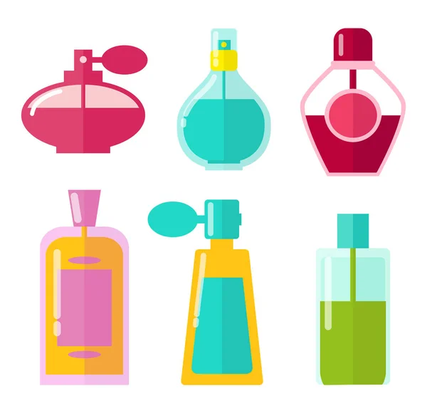 Perfumes em garrafas Colecção Vector Ilustração —  Vetores de Stock