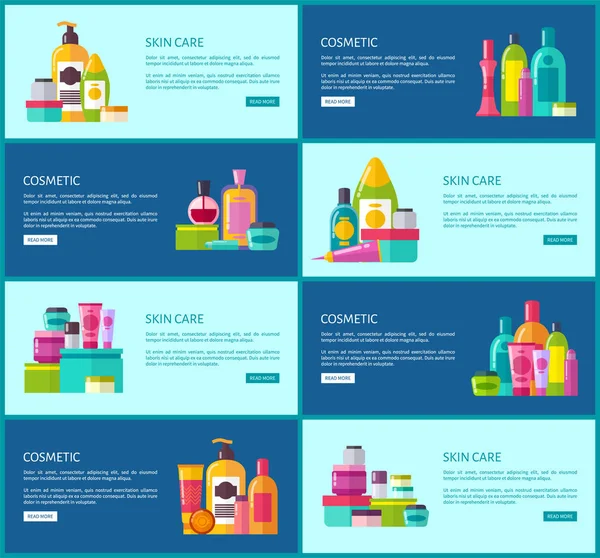 Cosmétiques pour la peau Affiches Internet promotionnelles — Image vectorielle