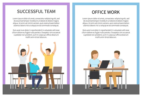 Ilustracja wektorowa sukces zespołu biura pracy — Wektor stockowy