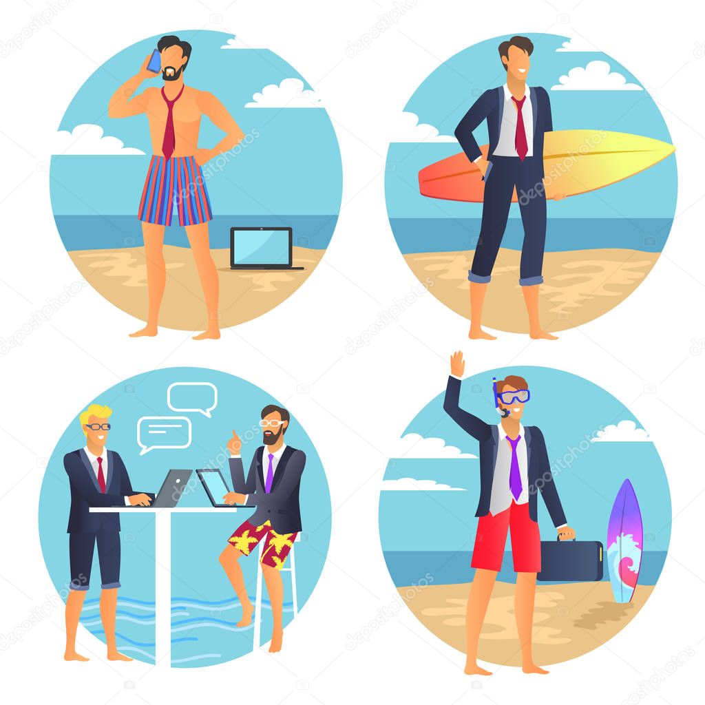 Business Summer Businessman Vector Illustration