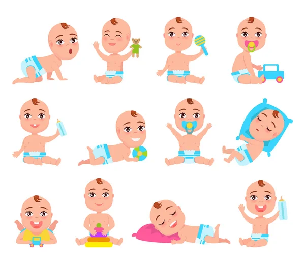 Baby- en emoties collectie vectorillustratie — Stockvector