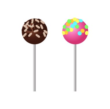 Renkli Sprinkles ile tatlı çilekli lolipop