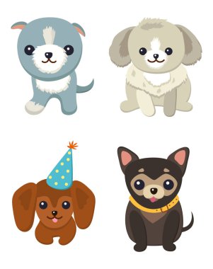 Beyaz arka plan üzerinde izole dört güzel yavruları