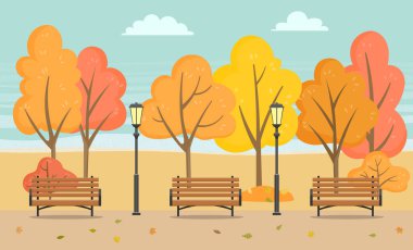 Park Vektörü 'nde sonbahar sezonu.