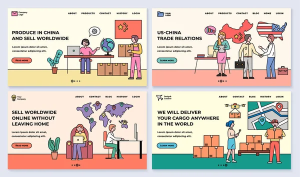 Relations avec les États-Unis et la Chine, Vendre le site mondial — Image vectorielle