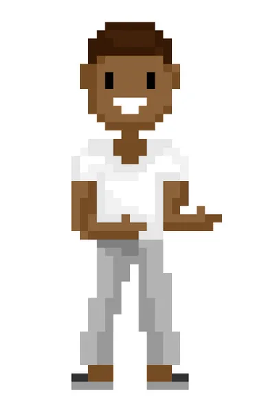 Hombre Pixel Caracter Shooting, Vector de juego antiguo — Archivo Imágenes Vectoriales