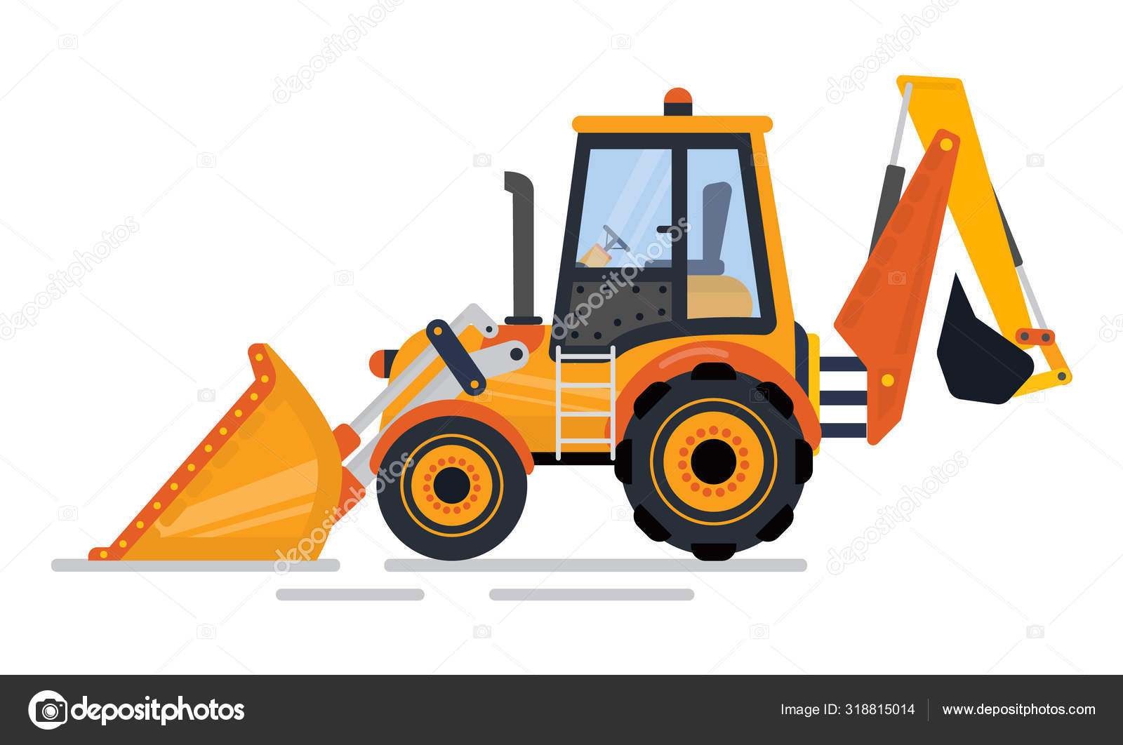 バックホウ輸送、トラクター建設ベクトル ストックベクター ©robuart 318815014, image size:1600x1062