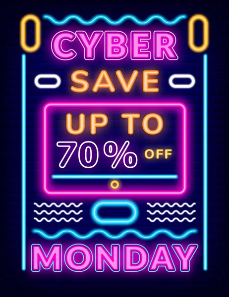 Poster Cyber Monday, Risparmia fino al 70% Vettore — Vettoriale Stock