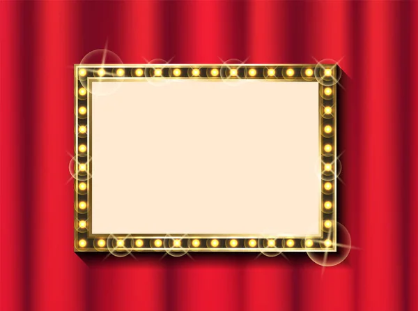 Gold Frame and Curtain, Theater or Concert Hall — Stock Vector