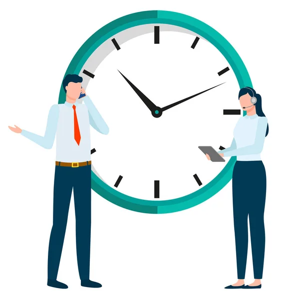Business Project Deadline Big Clock en werknemers — Stockvector