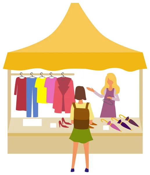 Magasin de vêtements Vendeur Marché client — Image vectorielle