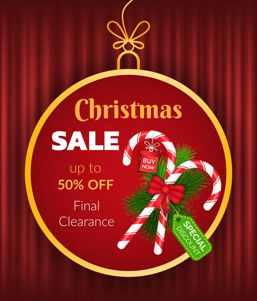 Karácsonyi eladás, különleges kedvezmény és engedély — Stock Vector
