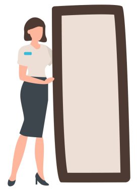 Fashion Advisor Standing by Mirror Shopping Store