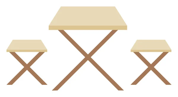 Bancos de madera y mesa al aire libre muebles Vector — Vector de stock