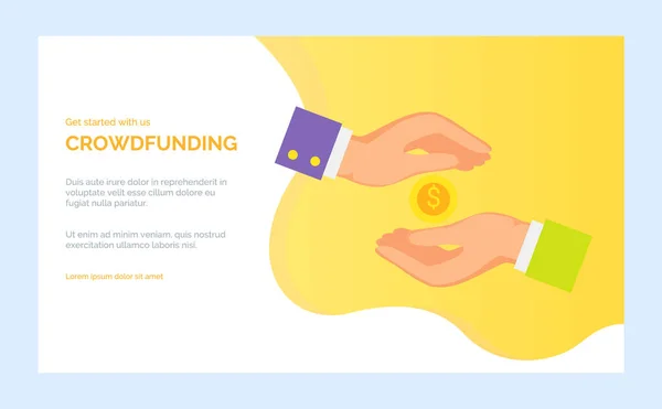 Crowdfunding App Mantendo dinheiro ou Vetor de pagamento —  Vetores de Stock