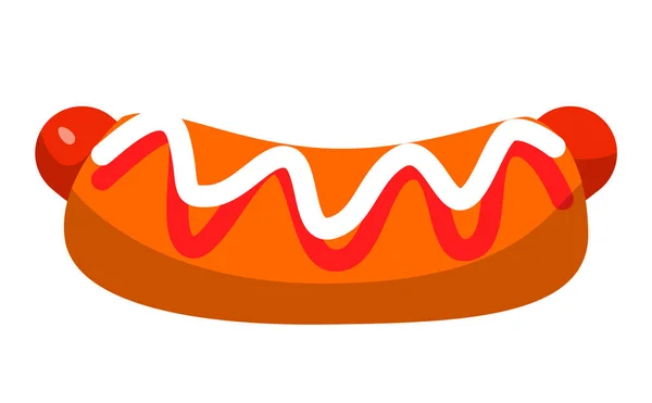Hot Dog med Ketchup och Mayo, Street Fast Food — Stock vektor