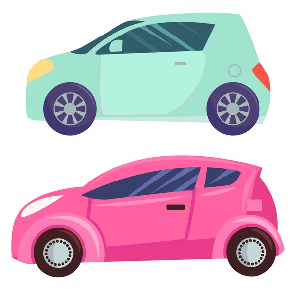Minicar Smart Cars Set, Automobile Transports — Stock Vector