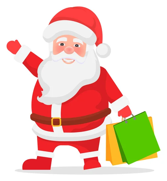 Venta de Navidad, Santa Claus con Vector de Paquetes — Archivo Imágenes Vectoriales