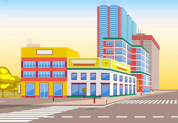 Rue de la ville moderne, Realistic Tranquil Town Look — Image vectorielle