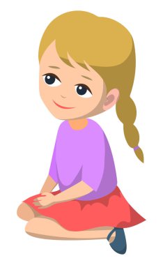 Yerde oturan Küçük Çocuk Yan Bakan Kız