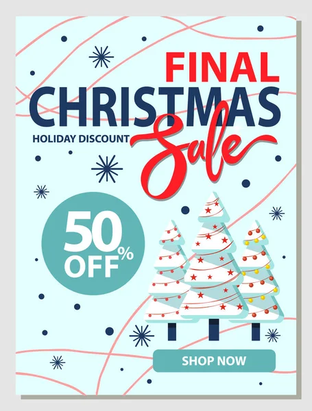 Final Christmas Sale 50 Descuento Venta de Invierno Descuento — Vector de stock