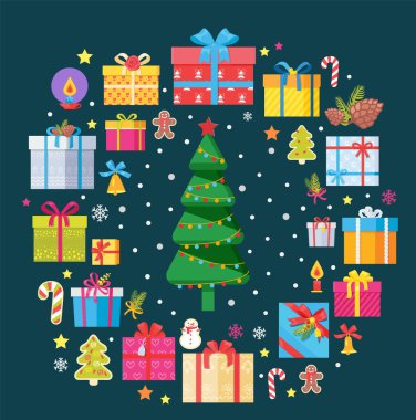 Noel Ağacı ve Xmas Sembolleri Sunar