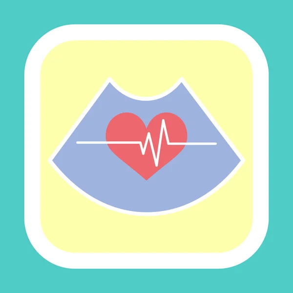 Ícone da Linha de Coração e Ritmo, Vetor de Sinal do Cardiograma — Vetor de Stock