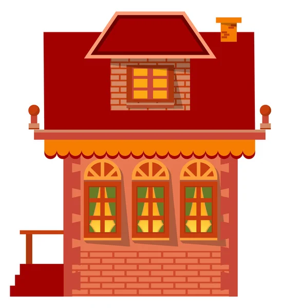 Casa de ladrillo, Vivienda, Fachada Exterior — Vector de stock