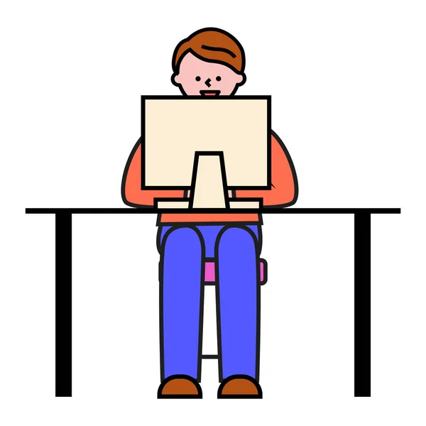 Blogger dengan Laptop, Mahasiswa dengan PC, Freelancer - Stok Vektor