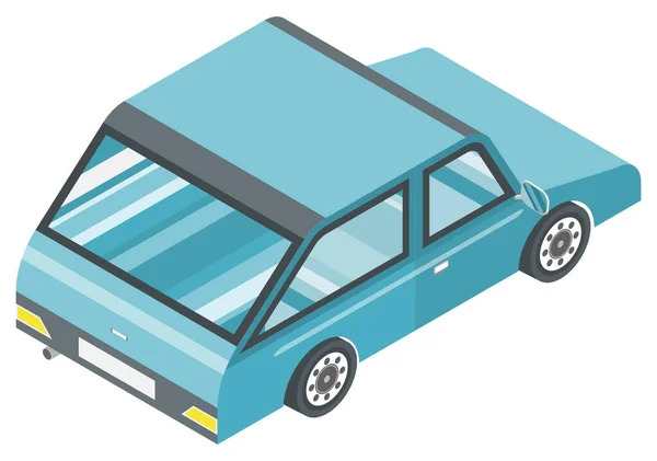 Isolement isométrique bleu automobile sur vecteur blanc — Image vectorielle