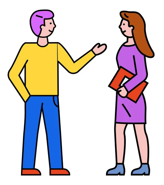 Man and Woman Talking, Business Conversation — Stock Vector