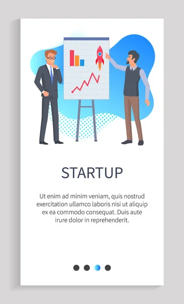 Startup Business Solution Apresentação Website App — Vetor de Stock