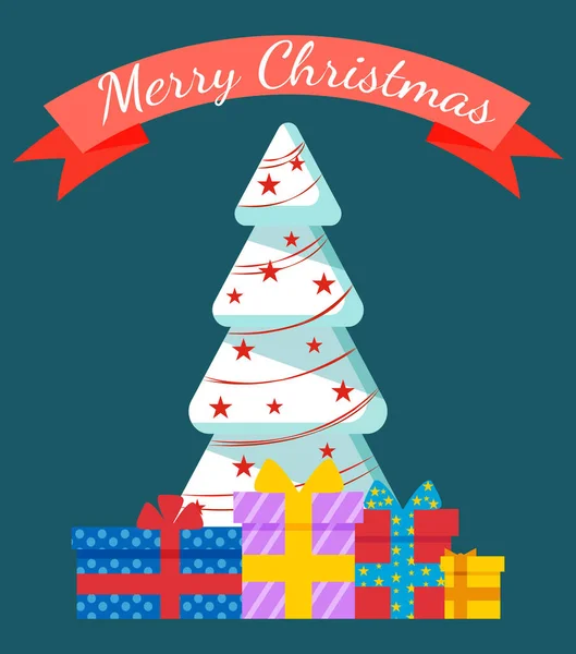 快乐圣诞假期庆祝松树树 — 图库矢量图片