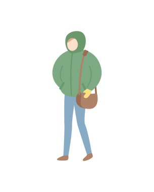 Kalın Giysili Kişi Tam Uzunluklu Portre Vektörü