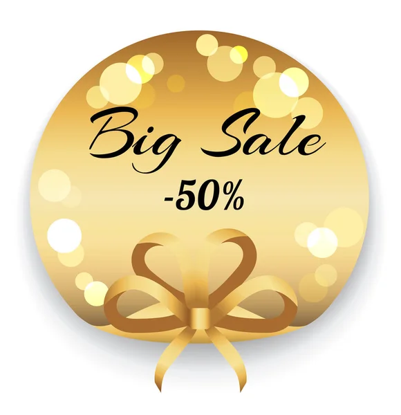 Big Sale 50% έκπτωση μείωση χρυσή ετικέτα — Διανυσματικό Αρχείο