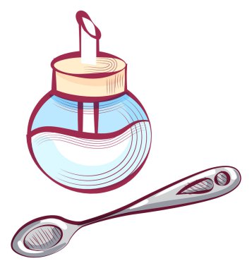 Şeker ve Kaşık Çay Kaşığı Vektörlü konteyner