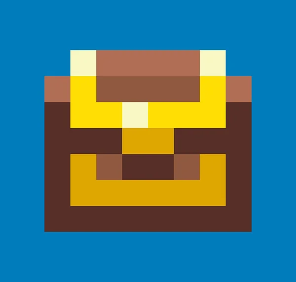 Dřevěný box uzamčený Castet s bohatým zlatým pixelem — Stockový vektor