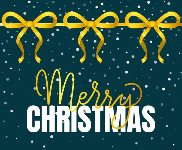 Merry Christmas Greeting Banner with Ribbon Bows — ストックベクタ