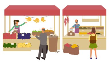 Tedarikçiler Sokak Market Vektöründe Market Satıyor