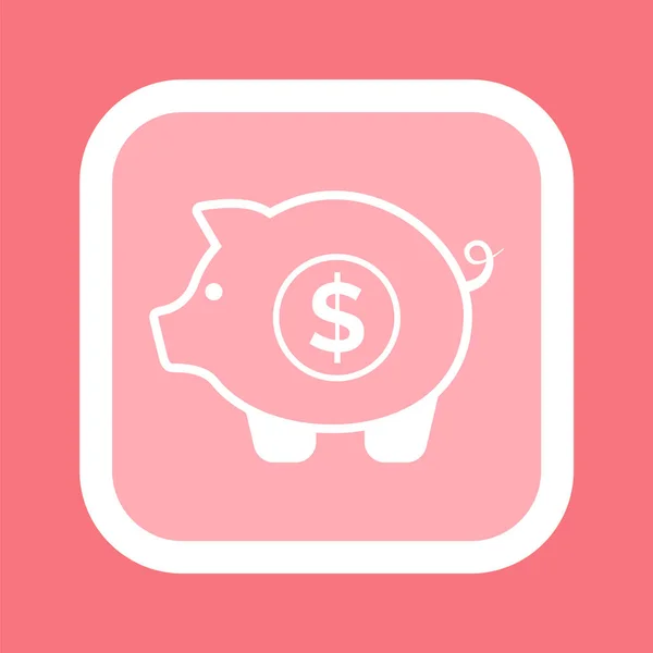 Piggy Bank izolowane pieniądze Box ikona wektor różowy świnia — Wektor stockowy