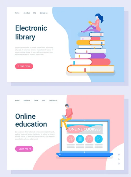 Education Webpage, Distance Technology Vector — Stock Vector