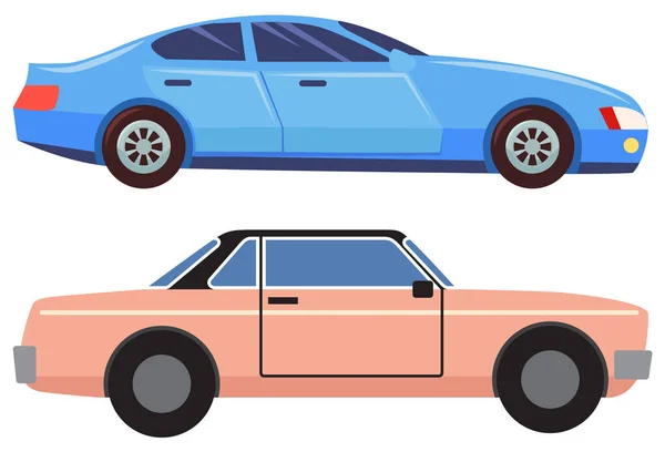 Bilar isolerade på vitt, Cabriolet och Sedan — Stock vektor