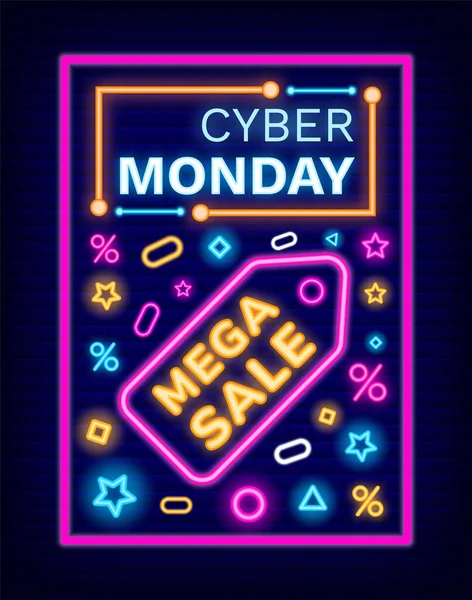 Cartel promocional Cyber Monday con etiqueta de precio — Archivo Imágenes Vectoriales