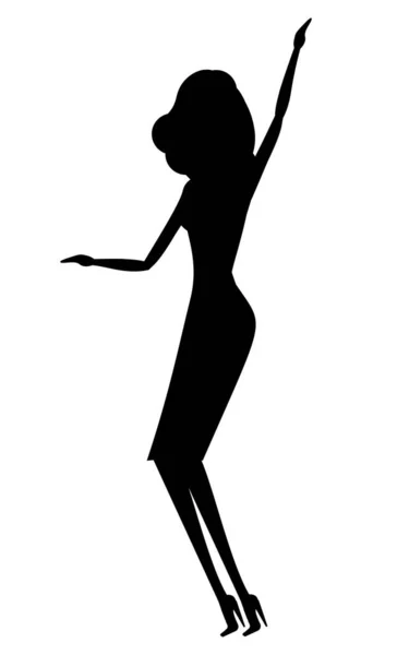 Tanzende Frauensilhouette, Dame im Nachtclub-Vektor — Stockvektor